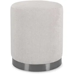 Hocker Ernestine aus Stoff, modernes Design, hellgrau, runde Form, Metallgestell