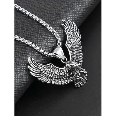 Silberne Adler-Anhänger-Halskette für Herren – auffälliger und detaillierter symbolischer Schmuck für Stärke und Freiheit
