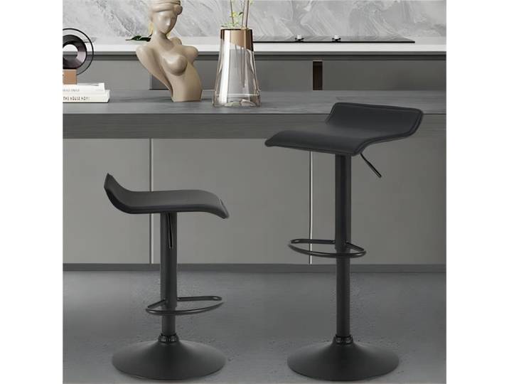 WOLTU 2x Tabourets de Bar Chaise de Bar réglable en Hauteur Rotatif à 360 Dégrées Noir W0ATT0017-2