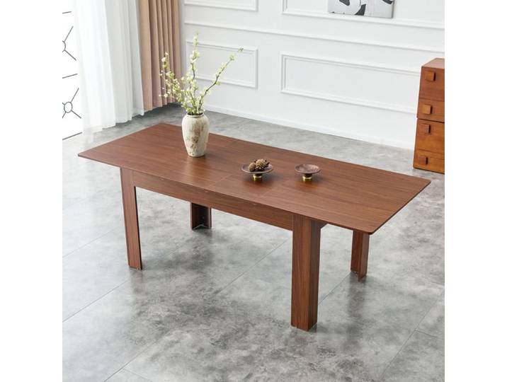 ROVRYN Table a manger extensible rectangulaire 149 8-220 x 89 cm finition noyer MDF marron