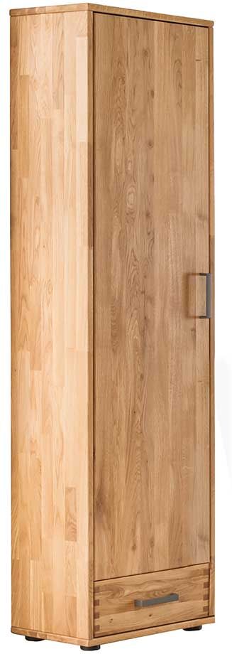 Pharao24.de Garderobenschrank aus Eiche Massivholz einer Schublade