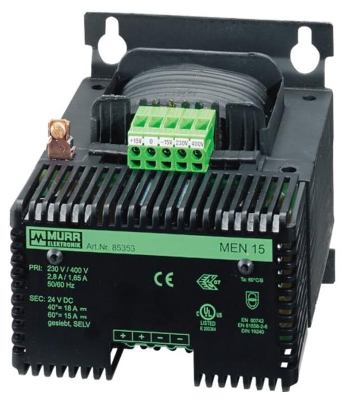Murr Elektronik 85352 MEN Trafonetzgerät 1/2ph IN 230/400+/-15VAC OUT 24V 10A DC