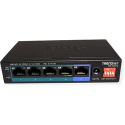 Trendnet Switch 5-Port Gbit PoE+ (5 Ports), Netzwerk Switch, Schwarz