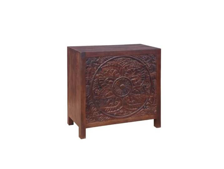 Commode sculpté en bois de manguier foncé Courtney