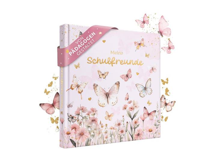 Tagebuch Eulentaler Schmetterling, 21 x 21 cm , rosa, Notizbücher, Tagebuch, Schulfreundebuch für Erinnerungen