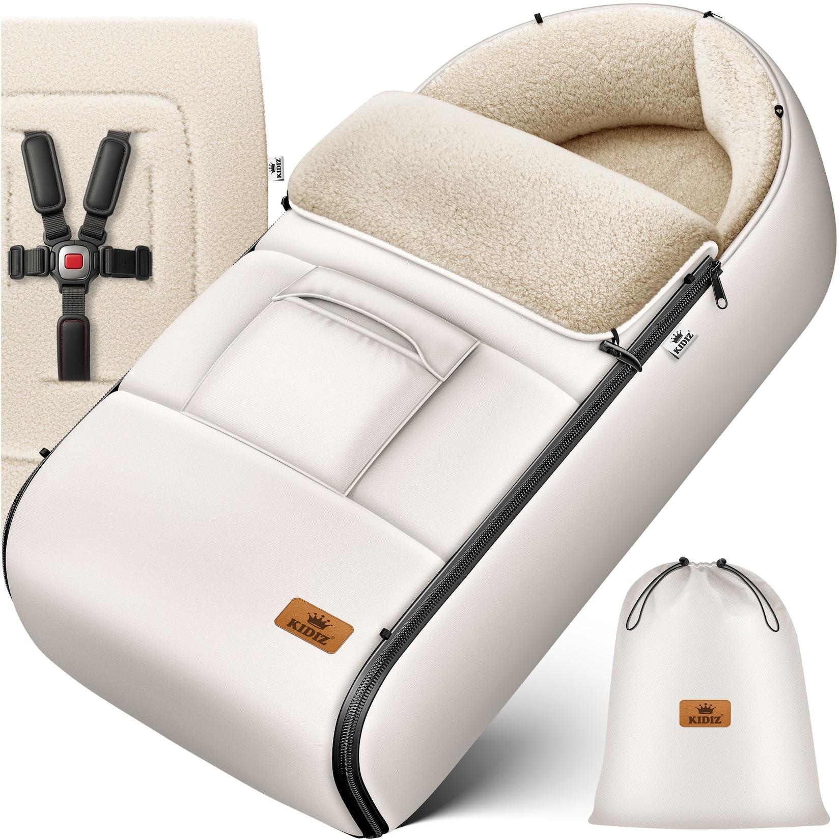 KIDIZ® Babyfußsack Baby Fußsack Winterfußsack Babyschale mit Reißverschluss Kuschelsack Babydecke Kinderwagen waschbar verschließbarer Kopfteil, Tasche, passend für alle Kinderwagen