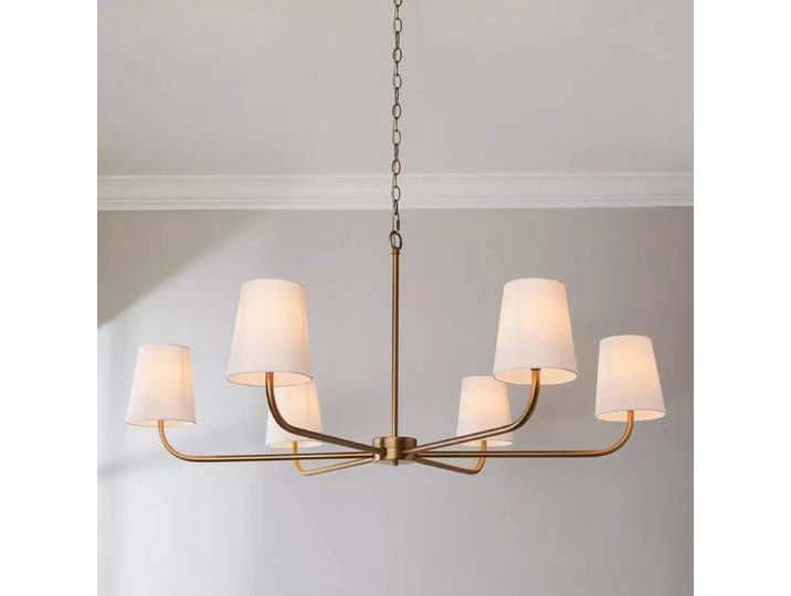 Lampe suspendue minimaliste en tissu, style campagne américaine, lampe à long bras pour restaurant, lampe post-moderne, décoration de chambre à coucher, lampe en cuivre