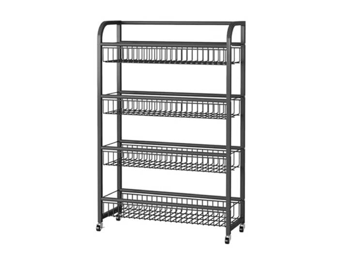 Snack-Organizer, 4-stufiges Supermarktregal, Lagerregale for Zuhause, Badezimmer, Büro(Black,23.62x7.87x33.86 in/60x20x86 CM)