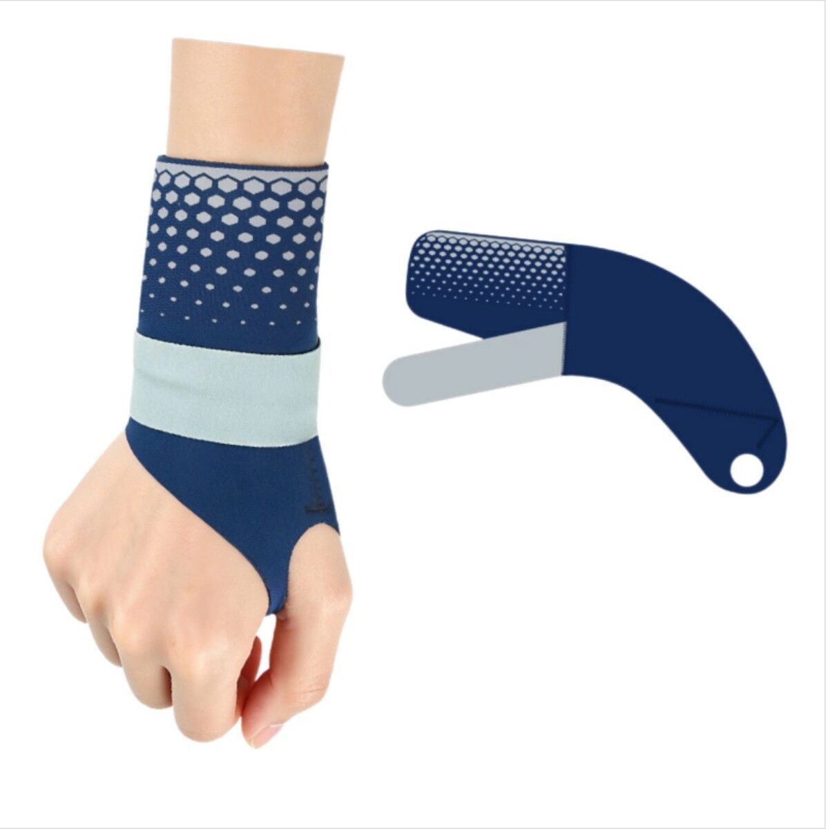 INF Rechte Sommer-Leicht-Kompressions-Handgelenksbandage – Atmungsaktive Doppelwickel-Unterstützung für Badminton und Tennis Blau