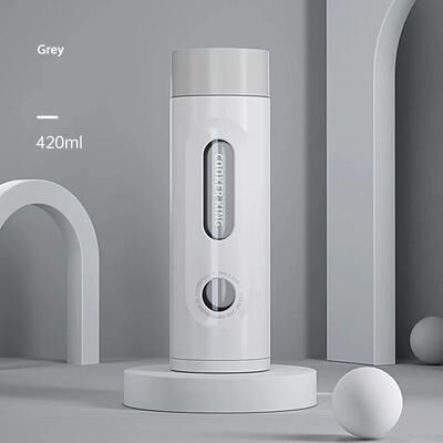 Uplifted Finds COOKER KING Portable High Borosilicate Glass Tea Cup Explosion Proof Double Layer Anti Drop Bottle grey