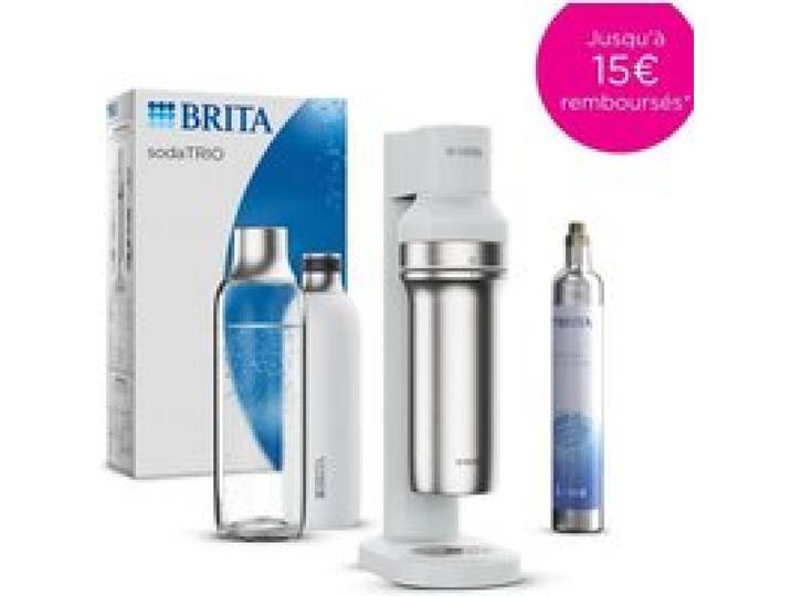 Machine à soda BRITA - SodaTRIO Blanche - 1 Bouteille 1L et 1 Cylindre de CO2 inclus