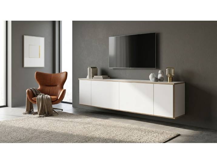 Pickawood Hängesideboard Multiplex Multiplex Weiß