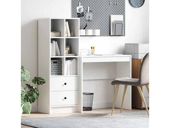 Blanc Bureau avec tiroir 2 pcs Blanc - Table de travail H5133