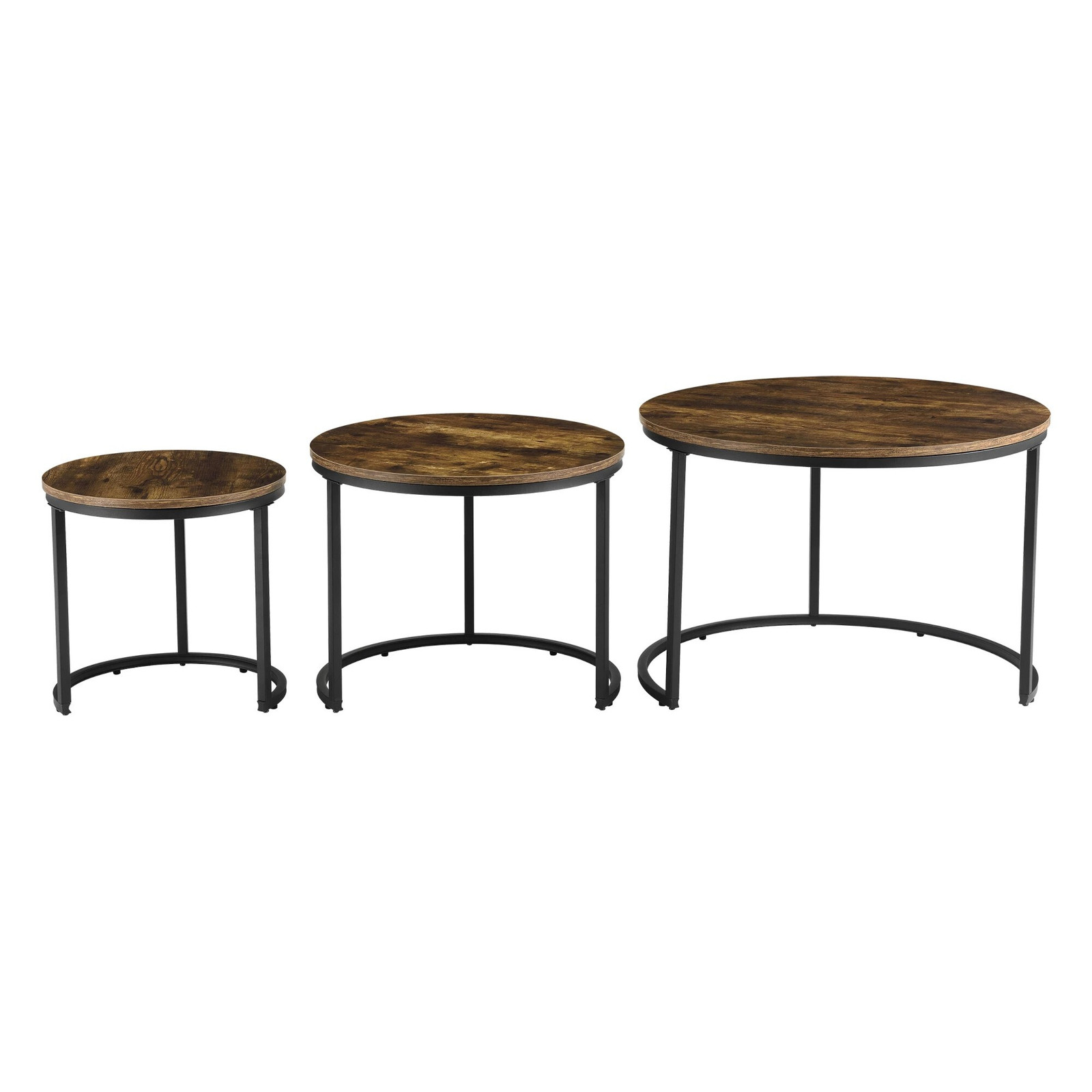 And OutdoorMatch salontafel Dejuan - 3-delige set - Zwart en houtkleur