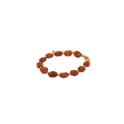 Armband FIRETTI "Schmuck Geschenk Edelstahl Armschmuck Armkette", braun (gelbgoldfarben, cognac, cognac), Armbänder, Damen, 25cm, Edelstahl Textil, Edelstahl, Textil, Armband, Made in Germany - mit Bernstein