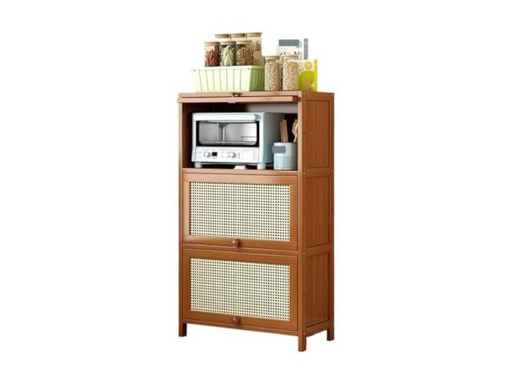 Küchenschrank Braunes 3-stöckiges Küchen-Sideboard mit Staufach Lagerung