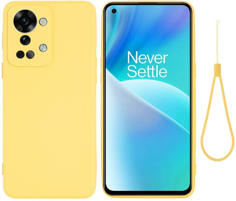 INCOVER OnePlus Nord 2T (5G) Liquid Silikone Bagside Cover m. Strop - Gul