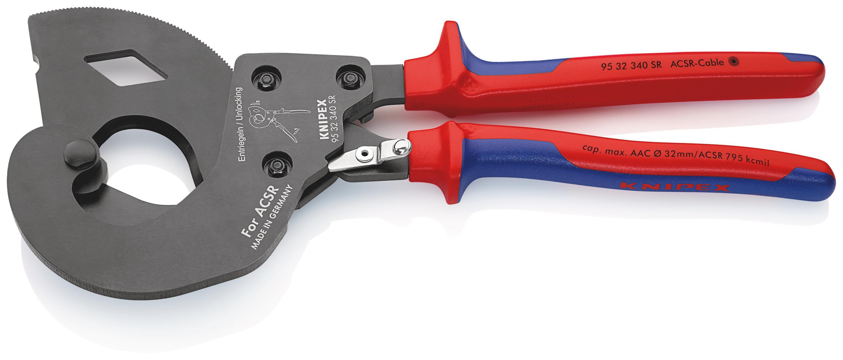 Knipex 95 32 340 SR, Seitenschneiderzange, 3,2 cm, Stahl, Blau, Rot, 340 mm, 1,3 kg