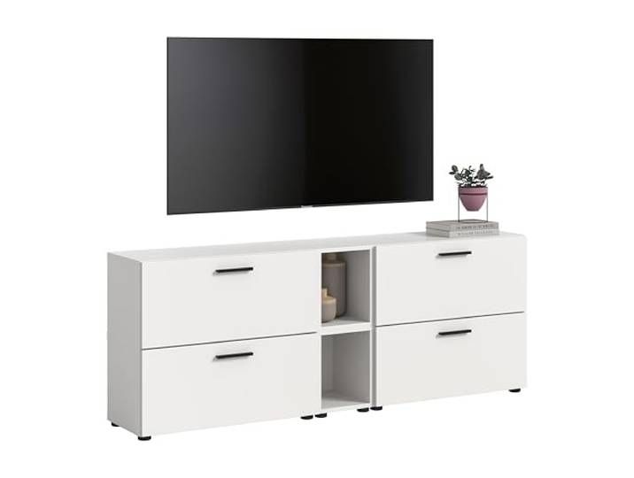 xonox.home – Wohnkombination The One 176x67x34 cm in Weiß Nachbildung – Schlichte Wandkombination mit 4 Klappen – 10 Fächer bieten vielseitige Ablagemöglichkeiten & eine Elegante Optik im Wohnraum