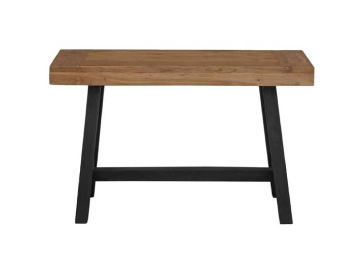 smnyxs Sitzbank, 110 cm, Massivholz, Teakholz Schwarze lackierte Füße, rustikales Finish, ofengetrocknet, abwischbare Oberfläche, Vintage-Stil