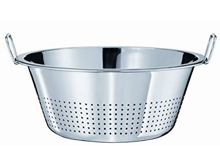 Rösle 23120 Gemüseseiher mit 2 Haltegriffen 40 cm Großer Seiher in Gastronomiegröße zum Waschen und Abgießen von Gemüse, Salat, Obst oder Pasta – aus hochwertigem Edelstahl