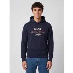 Gant für Herren. 2067157 Grafik-Kapuzensweatshirt Marineblau (L), Lässig, Baumwolle