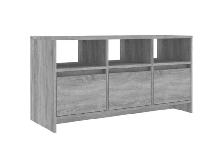 Roanoer TV-Schrank Grau Sonoma 102x37,5x52,5 cm Lowboard Holzwerkstoff Modernes Lowboard fürs Wohnzimmer mit 3 Schubladen und 3 offenen Fächern für Mediengeräte und Zeitschriften.