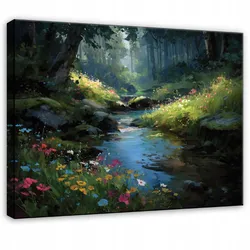 LEINWANDBILD Wald Fluss Grün 60x40 cm