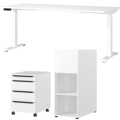 Büromöbel-Set GERMANIA "Mailand", weiß, Schreibtisch Breite 180cm Holzwerkstoff Metall, Holzwerkstoff, Metall, Arbeitsmöbel-Sets, Büromöbel-Set, inkl. Schreibtisch, Rollcontainer und Raumteiler