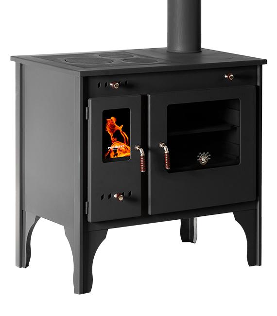 Küchenofen Holzherd Pizzaofen Kamin Ofen 7 kw Gusseisenplatte Klasse A+