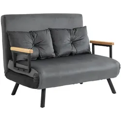 OKWISH Schlafcouch mit Schlaffunktion, Schlafsessel Sofa Bett in Samtoptik, verstellbare Rückenlehne 180°, Gästebett platzsparend 102x73x81 Dunkelgrau