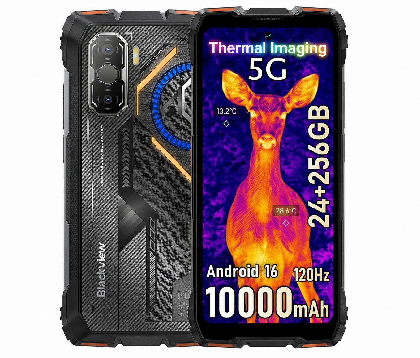 Blackview ROCK 3, 6,78 Zoll, 8+24/256 GB, 120-Hz Outdoor-Smartphone, 108 MP, 10000 mAh, NFC, orange