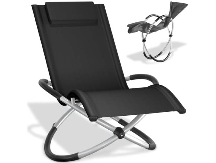 tectake® Outdoor Schaukelstuhl klappbar, Liegestuhl wetterfest, Relaxliege, belastbar bis 150kg, ergonomischer Relaxsessel, Möbel für Garten, Balkon, Sauna, Terrasse (schwarz)
