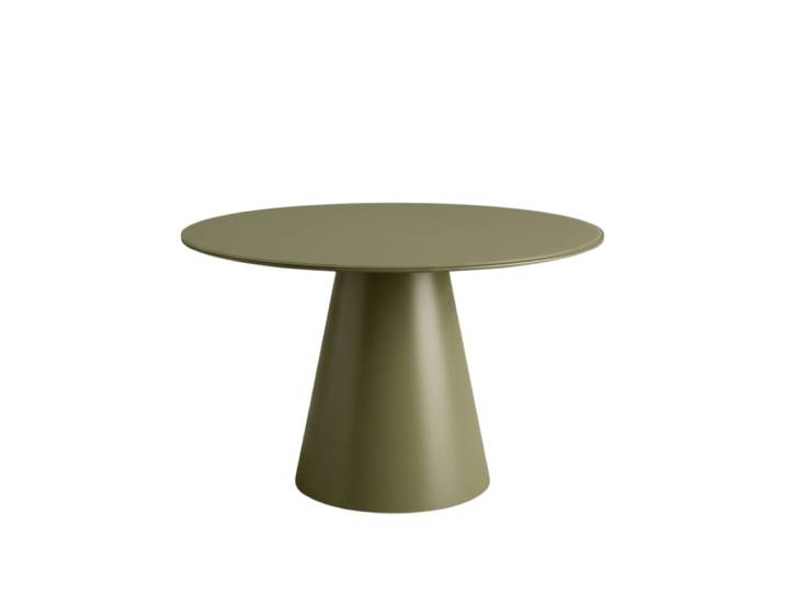 Table ronde fixe verte avec plateau en verre, ø 120x76 cm, h.