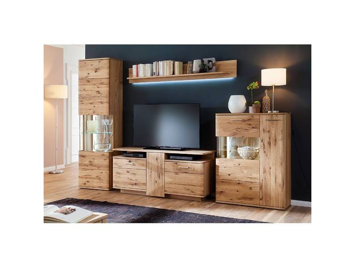 home24 Highboard II 90 x 122 x 37cm glasdeur links hout