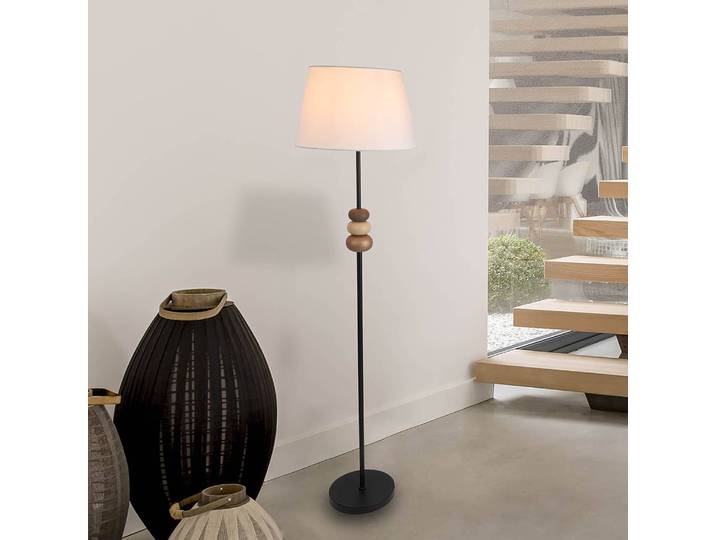 Lampadaire Elina Ø 38cm Marron/Noir Tissu mélangé E27