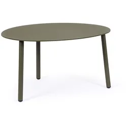 Gartencouchtisch Sparky aus Aluminium, organisches Design, olivegrün, wetterfest, 70x56 cm