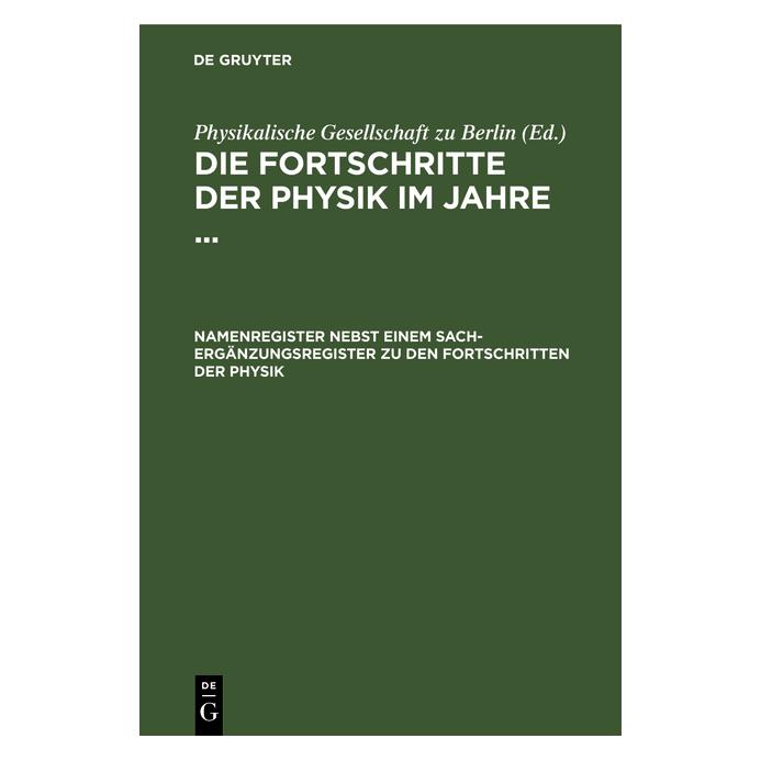 De Gruyter Namenregister nebst einem Sach-Ergänzun (Deutsch, Hardcover) (67779815)