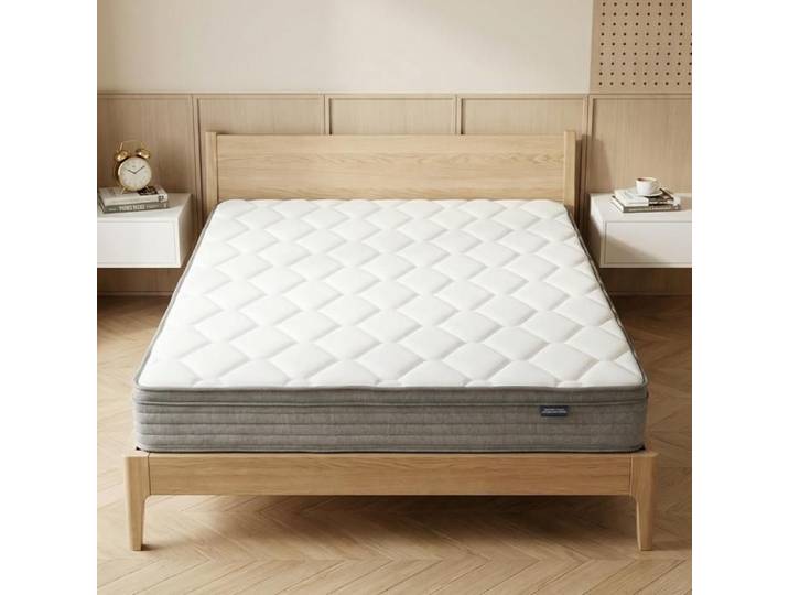 Matelas 140x200 cm HOLDLAMP - Très épais 25 cm - Mémoire de Forme + Ressorts 7 Zones - Hypoallergénique & Réversible Blanc-gris