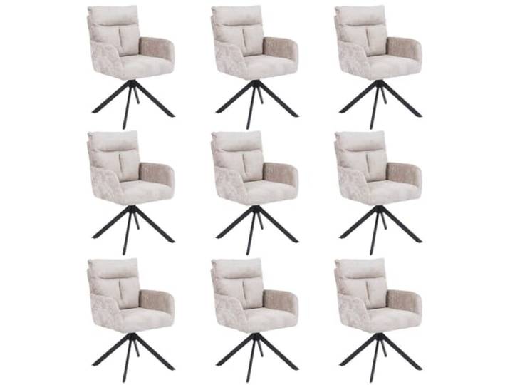 Home Deluxe Esszimmerstuhl mit Armlehne Aluna Chenille - 9er Set Beige I Küchenstuhl, Polsterstuhl, Designstuhl, Armlehnstuhl, Armlehne, Lehne, Gepolstert, Edel, Modern, Retro, Hochwertig, Weich,