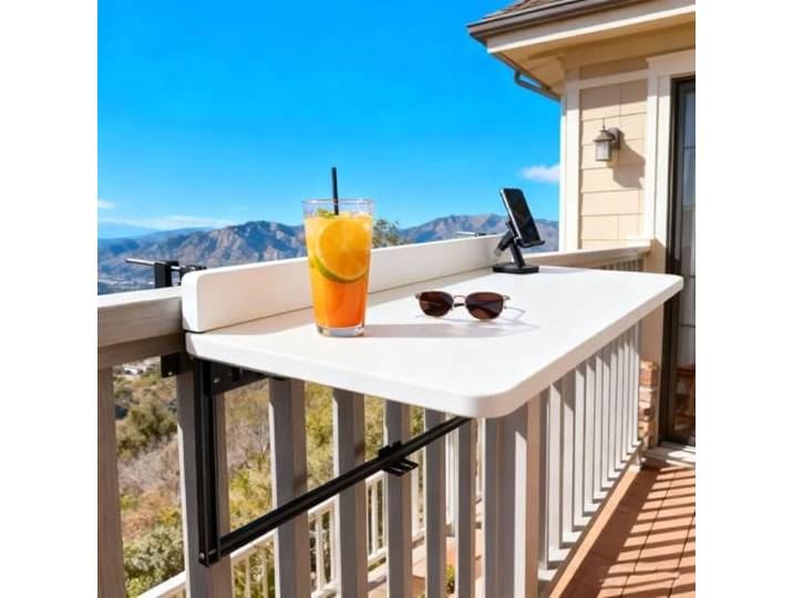 Klappbarer Balkon-Hängetisch 80 100 120cm Balkongeländer wetterfest Tischplatte Platzsparender Beistelltisch Für Den Außenbereich Klappbarer Wand-Klapptisch für Balkon Garten(White,100x40cm)