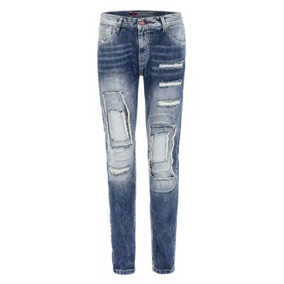 Regular-fit-Jeans CIPO & BAXX "Cipo & Baxx Jeans DENIM", Herren, Gr. W31/L34, Länge 34, blau, Obermaterial: 100% Baumwolle CO., uni, regular fit, Jeans, bequeme Jeans im ausgefallenen Lagen-Design, CD611