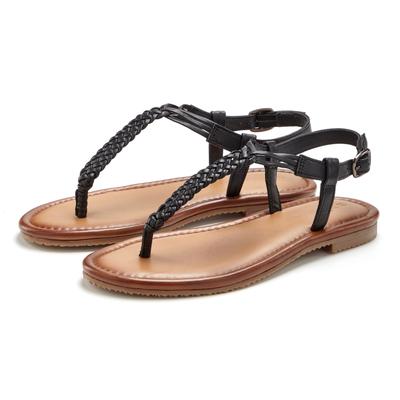 Zehentrenner VIVANCE "Sandalette, Sommerschuh, Sandale, Ledersandale", Damen, Gr. 37, Schafsleder, schwarz, Obermaterial: 100% Schafsleder. Decksohle: 100% Schafsleder. Futter: 100% Schafsleder. Laufsohle: 100% Synthetik, Flechtoptik, geflochten,...
