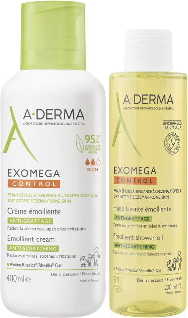 A-Derma Exomega Control Creme Emoliente + Óleo de Duche Emoliente Pack