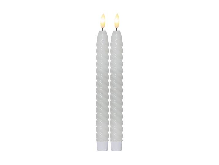 LED-Kerze Star Trading LED-Stabkerzen Set Flamme Swirl, Ø 2.3 x 25 cm, 2 Stk , weiß, neutral, H:25cm Ø:2,3cm, Wachs, Kerzen, LED-Kerze