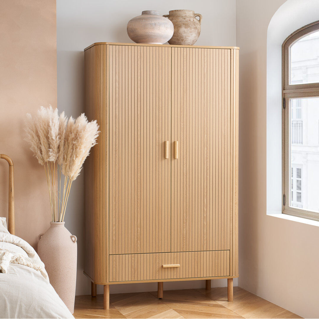 17 Stories Suire 2 Door Wardrobe Brown;Oak 180cm H X 105cm W X 50cm D