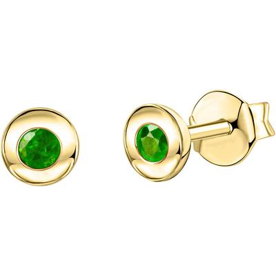 Paar Ohrstecker FIRETTI "Schmuck Geschenk, Ohrringe Solitär, Gold 375", gold (gelbgoldfarben, grün, grün), Ohrringe, Damen, 4,2mm, Gelbgold 375, mit Rubin, Saphir oder Smaragd