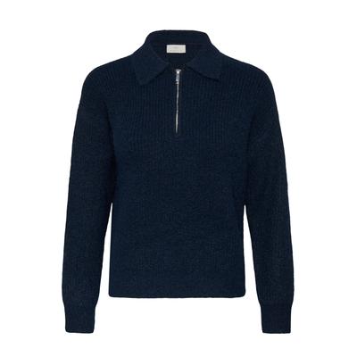 Strickpullover KAFFE "KAFFE Strickpullover KAselmina", Damen, Gr. XL, blau (midnight marine cc), Pullover Strickpullover