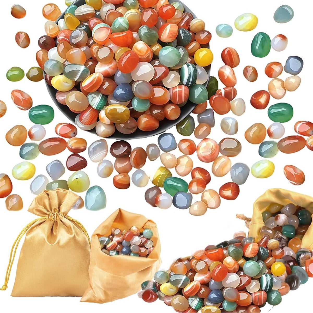Mix Natuurlijke Edelstenen Set Agaten, 300g, Kleurrijk en Veelzijdig