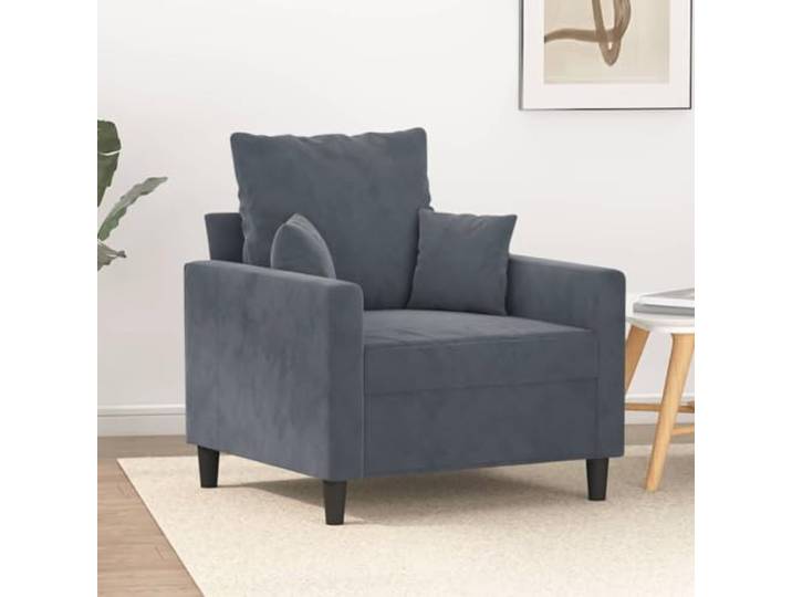 HEFZGDB Dunkelgrauer Samt Sessel 60 cm Breite mit Metallgestell Bequem Lesestuhl Polsterung Wohnzimmer Möbel Modernes Design